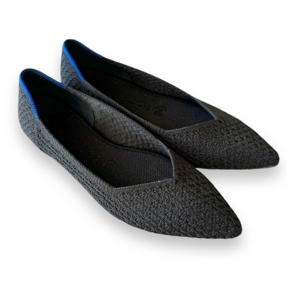 Rothy’s The Point Black Pointed Toe Loafers Women’s Size 7 Fly Knit Luxury Comfy - Picture 1 of 15